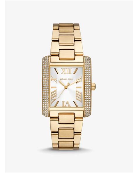 michael kors mk4640|Oversized Emery Pavé Gold Tone Watch .